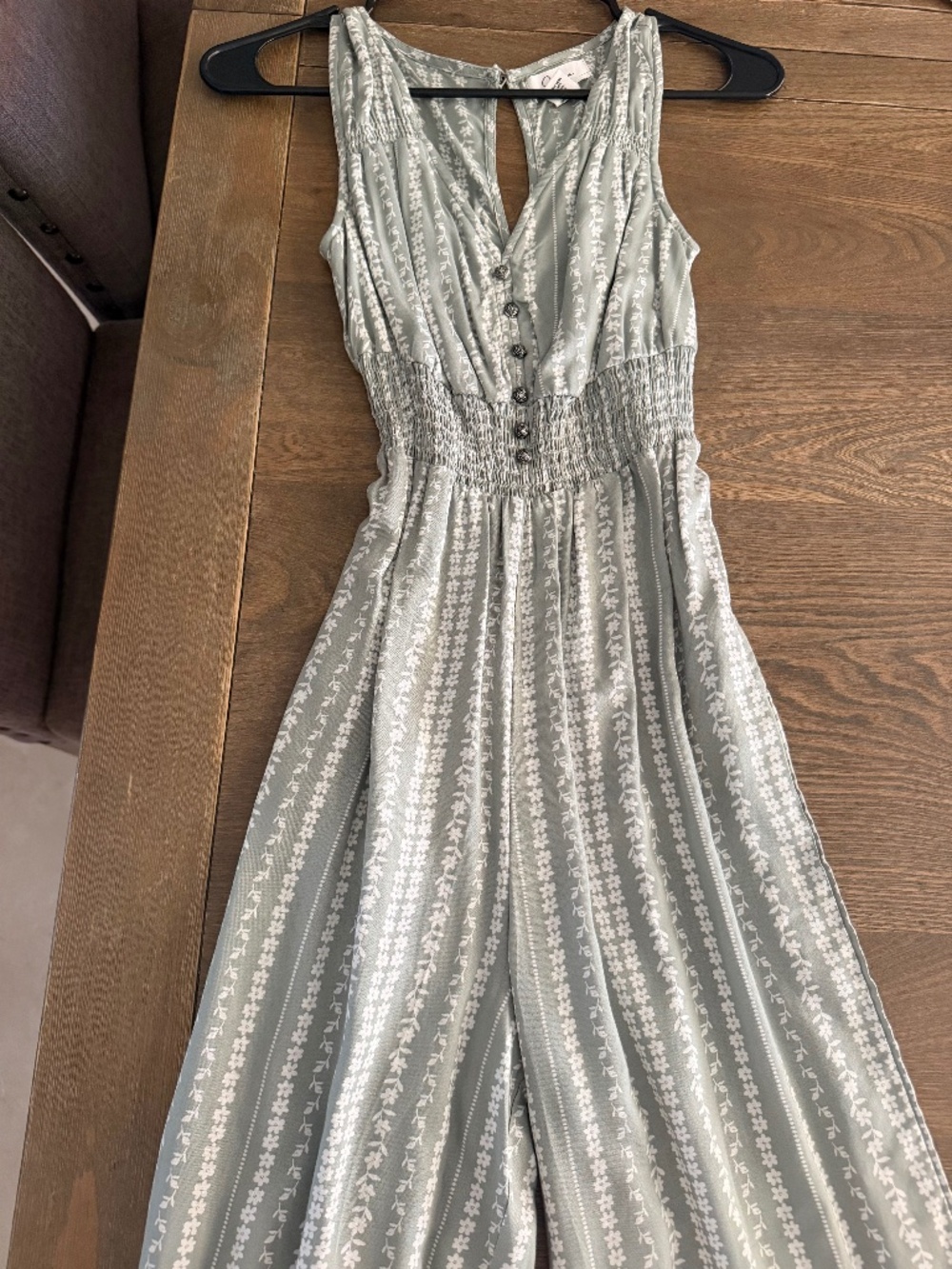 Sage Green Floral Romper